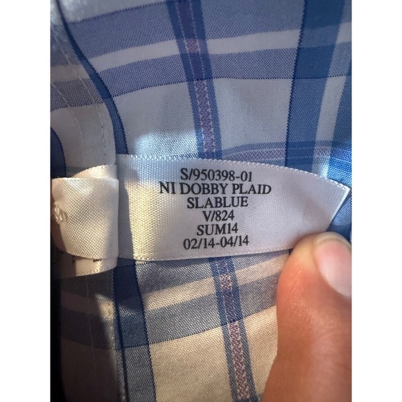 Banana Republic Non-Iron Slim Fit Mens Large Plaid Dress Shirt Cotton - Picture 6 of 9